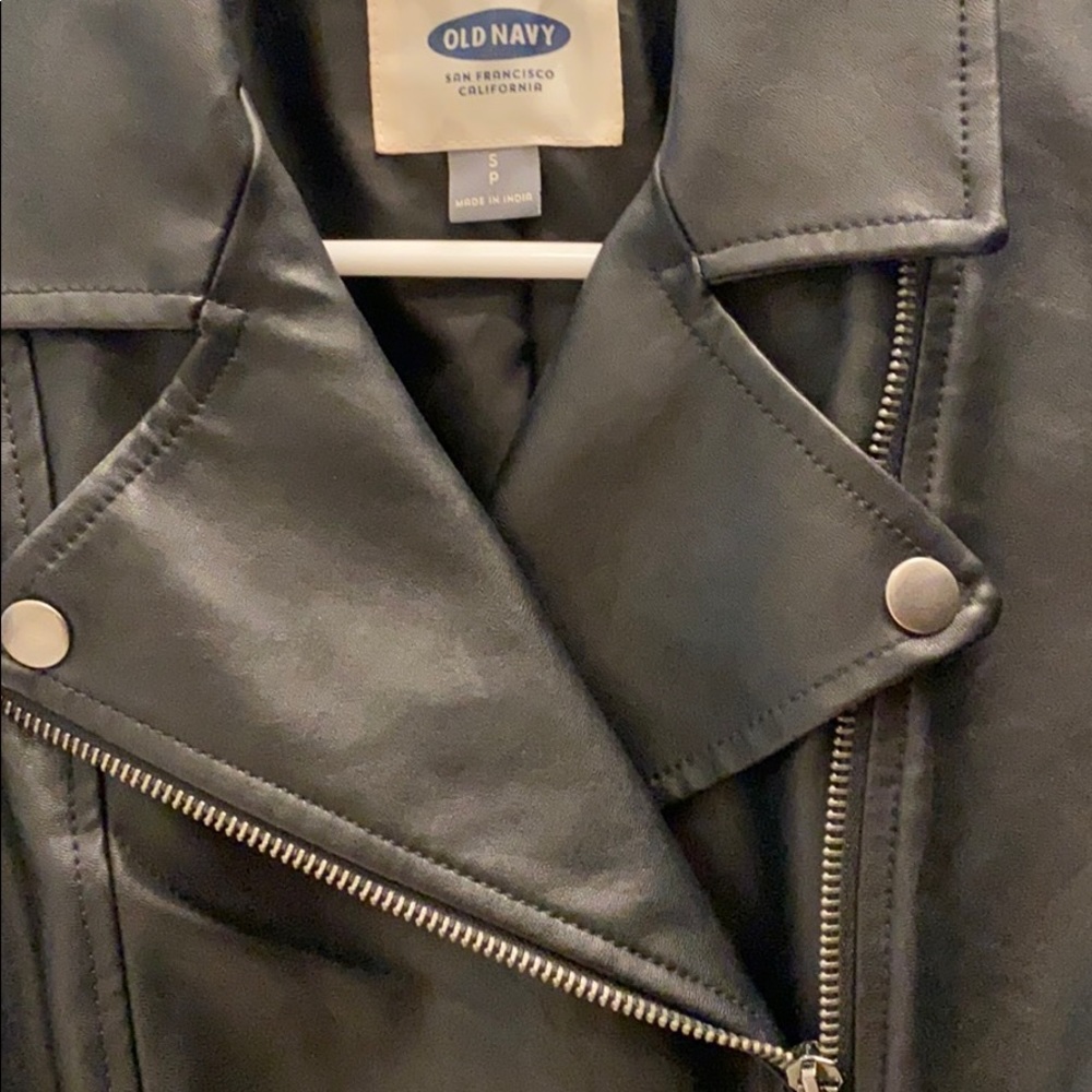 Faux Black Leather Jacket - Picture 3 of 8